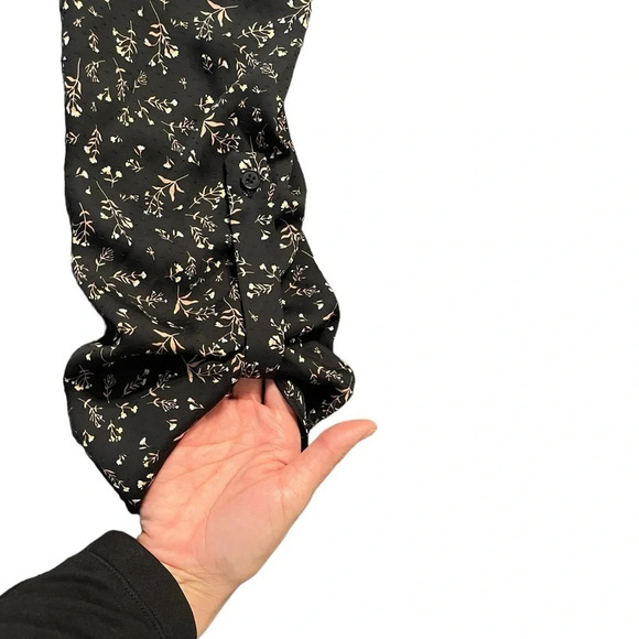Everleigh Black Floral V-Neck Bohemian Roll-up Long Sleeves High-Low size 1X - Picture 9 of 11